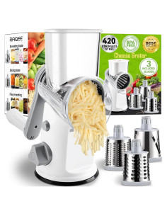 Rallador de Queso Rotativo RAIQEE con 3 Cuchillas Intercambiables