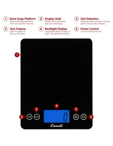 Balanza de Cocina Digital Escali ArtiXL 10 kg Vidrio LCD