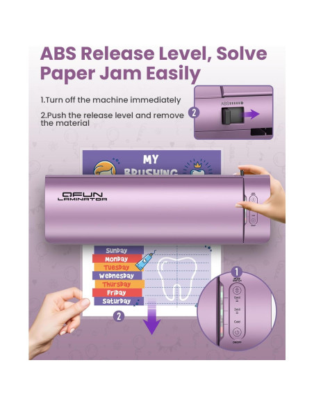 Laminadora Qfun A3 Térmica y Fría 13" 60s Calentamiento Púrpura