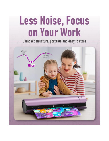 Laminadora Qfun A3 Térmica y Fría 13" 60s Calentamiento Púrpura