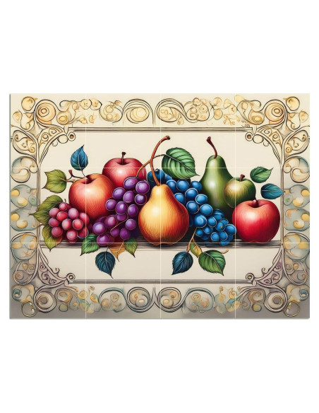 Mural de Azulejos Cerámico FlekmanArt 4x3 Frutas Mate