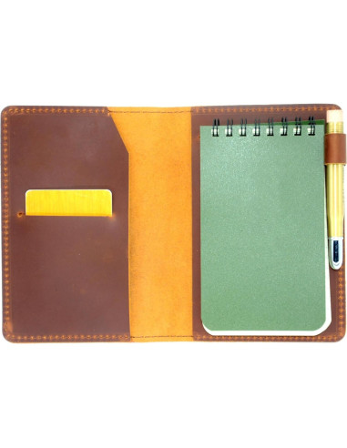 Cubierta de cuero YIYUS para cuadernos 10.16x15.24 cm marrón