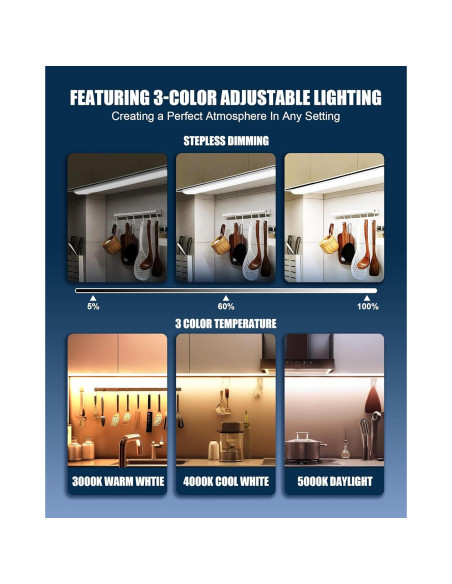 Luz LED 30 cm TheDeco Marrón para Gabinete 3CCT CRI94