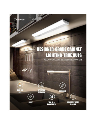 Luz LED 30 cm TheDeco Marrón para Gabinete 3CCT CRI94