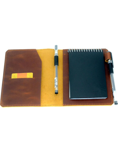 Cubierta de cuero YIYUS para cuadernos 10.16x15.24 cm marrón