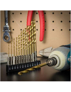 Juego de Brocas Hexagonales NORTOOLS 13 PCS HSS Titanio 1.5-6.4mm 2