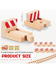 Liliful 8 Piezas Accesorios de Madera para Vías de Tren 2