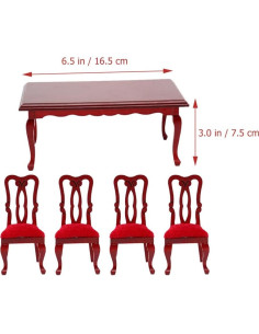 Conjunto de Mesa y Sillas de Comedor Miniatura NUOBESTY 1:12 2