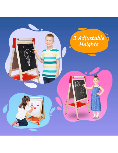 Caballete de Arte Doble Lado Deluxe Ajustable para Niños