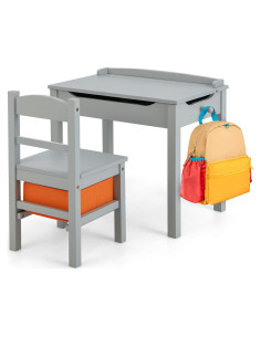 Conjunto de Mesa y Sillas para Niños Costzon - Madera Gris