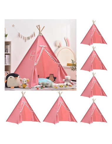 6 Tiendas Tipi Plegables Rosa Wholelovein para Niños