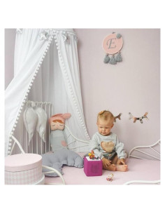 Dosel de Cama para Niña LOAOL 245 cm Algodón Rosa Pompones