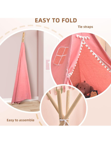 6 Tiendas Tipi Plegables Rosa Wholelovein para Niños