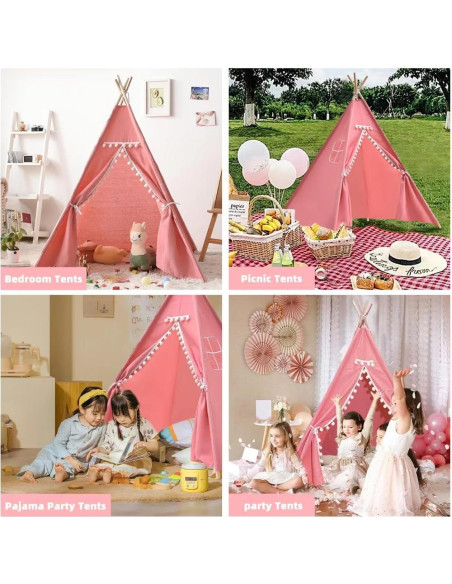 6 Tiendas Tipi Plegables Rosa Wholelovein para Niños