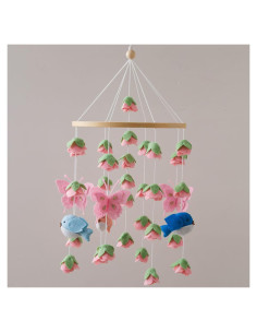Móvil para Cuna Numhaw de Fieltro Rosa Musical 28.4x23.1cm