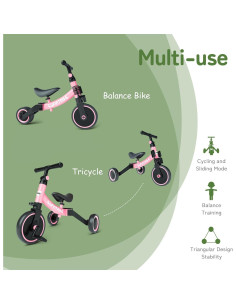 Bicicleta 5 en 1 besrey BR-C727 para niños 1-4 años Rosa 2