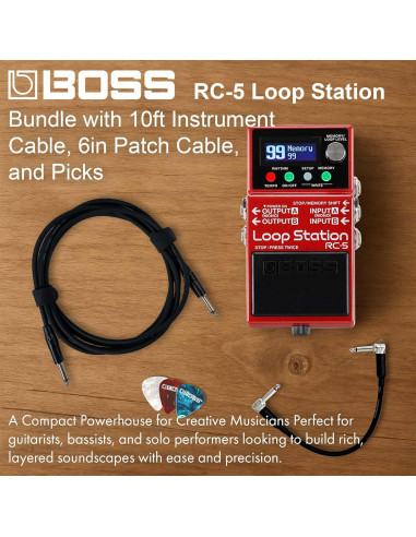 Boss RC-5 Loop Station con Cables y Púas - 13 Horas Grabación