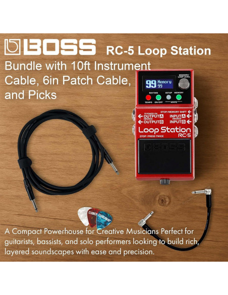 Boss RC-5 Loop Station con Cables y Púas - 13 Horas Grabación