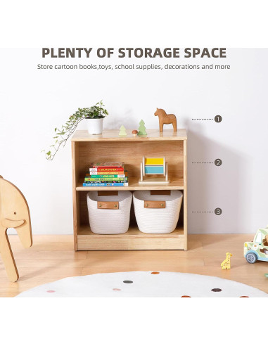 Estante Montessori OOOK 60 cm Madera Caucho Almacenamiento Juguetes