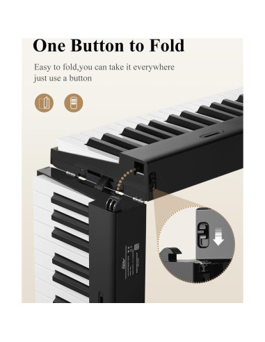 Piano Digital Plegable Eastar EP-10 88 Teclas Bluetooth Portátil