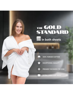 Toallas de Baño Extra Grandes White Classic 89x178 cm 700 GSM - Paquete de 2 2