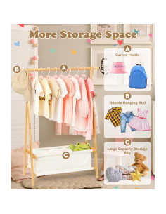 Perchero Infantil Relquorax con Almacenamiento de Bambú 2