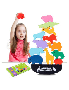 Juguetes de Bloques de Madera AULEGE para Apilar Animales