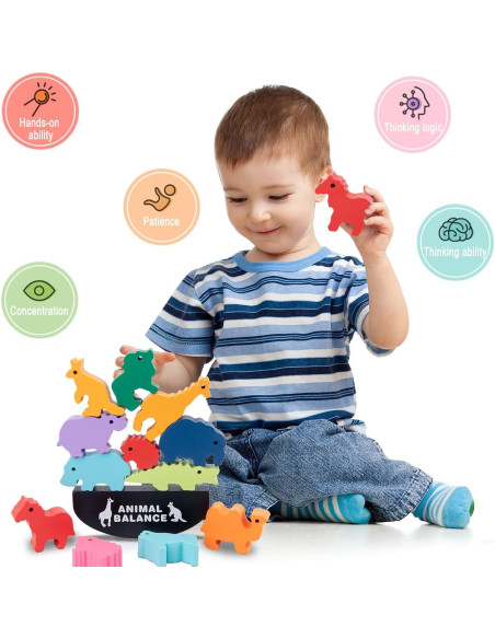 Juguetes de Bloques de Madera AULEGE para Apilar Animales