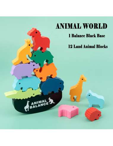 Juguetes de Bloques de Madera AULEGE para Apilar Animales