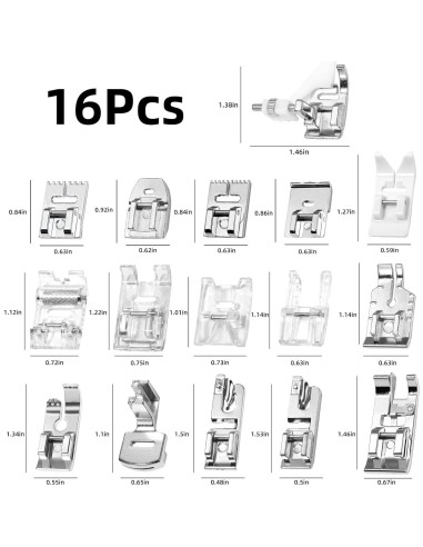 Juego de 16 Patas de Prensatelas Tatiwoo para Máquina de Coser