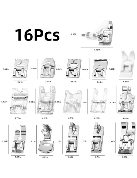 Juego de 16 Patas de Prensatelas Tatiwoo para Máquina de Coser