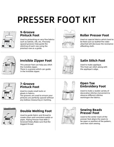 Juego de 16 Patas de Prensatelas Tatiwoo para Máquina de Coser