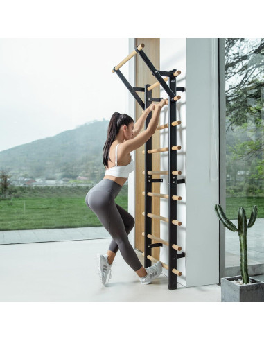 Barra de Madera DHT Entrenador de Suspensión con Escalera Sueca