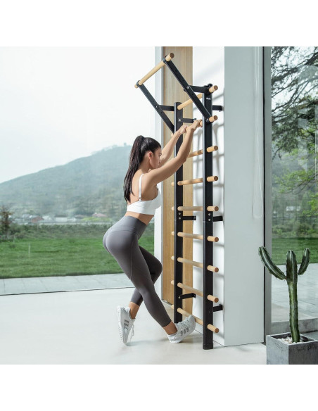 Barra de Madera DHT Entrenador de Suspensión con Escalera Sueca
