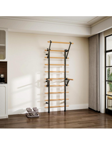 Barra de Madera DHT Entrenador de Suspensión con Escalera Sueca