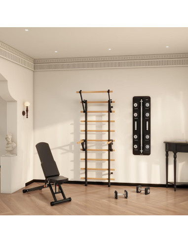 Barra de Madera DHT Entrenador de Suspensión con Escalera Sueca