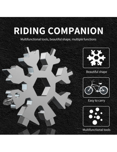 Herramienta Multiusos Copo de Nieve 18 en 1 Genérico - Negro