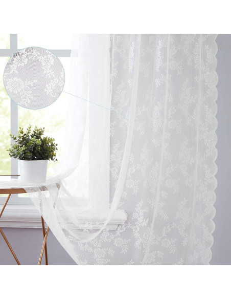 Cortinas de Encaje Floral Lotusolution 2 Paneles 55x84 cm Cortinas de Encaje Floral Lotusolution 2 Paneles 55x84 cm
