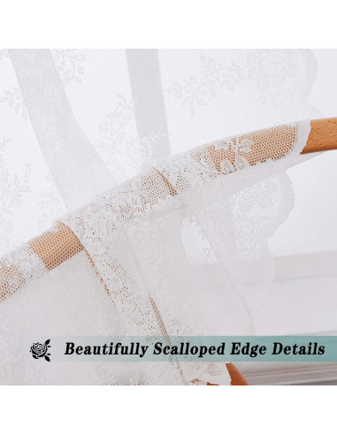 Cortinas de Encaje Floral Lotusolution 2 Paneles 55x84 cm