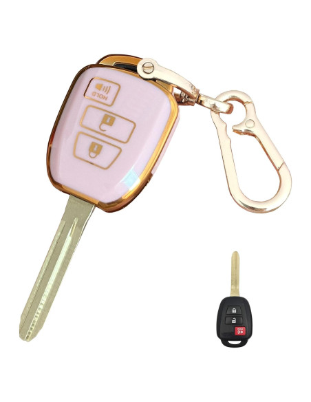 Cubierta de Llave Inteligente Toyota QIXIUBIA 3 Botones Rosa