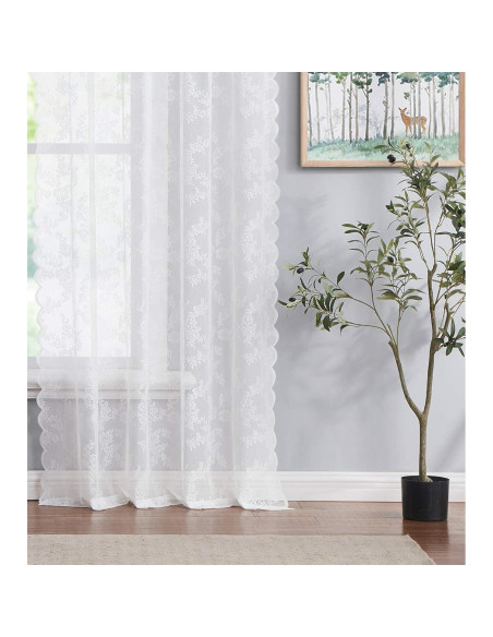 Cortinas de Encaje Floral Lotusolution 2 Paneles 55x84 cm Cortinas de Encaje Floral Lotusolution 2 Paneles 55x84 cm