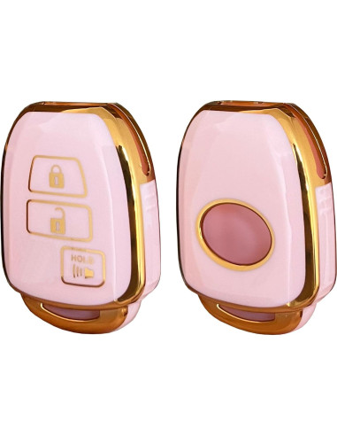 Cubierta de Llave Inteligente Toyota QIXIUBIA 3 Botones Rosa