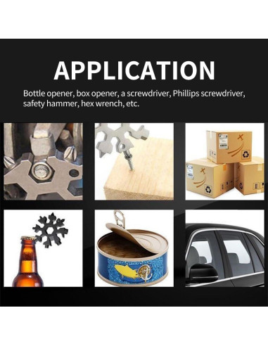 Herramienta Multiusos Copo de Nieve 18 en 1 Genérico - Negro