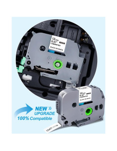 Cinta de Etiquetadora 12mm Esser TZe-231 Negro sobre Blanco - Paquete de 6 2