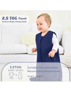 Saco de Sueño Bebé 6-12 Meses 2.5 TOG Algodón Azul 2