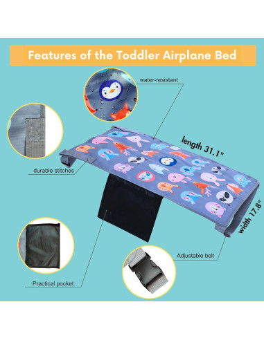 Cama de avión para niños Little Traveler - Gris, 1-4 años