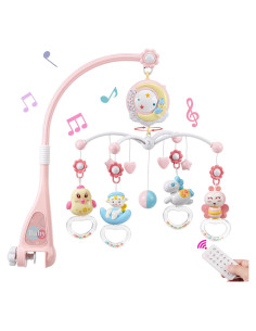 Móvil Musical para Cuna BOBCIN Rosa con Proyector y Luz