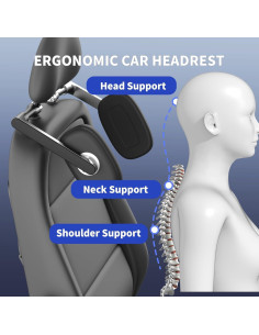 Almohada ajustable para reposacabezas de coche DHOUSE - Negro 2