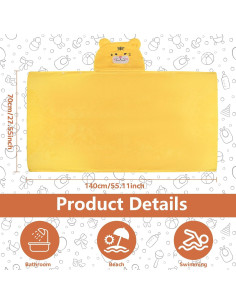 Toallas con Capucha Vyndicca 70x140 cm Amarillo y Blanco 2