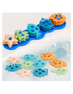 Juguetes de Baño de Silicona Ebukur para Bebés 10 Piezas